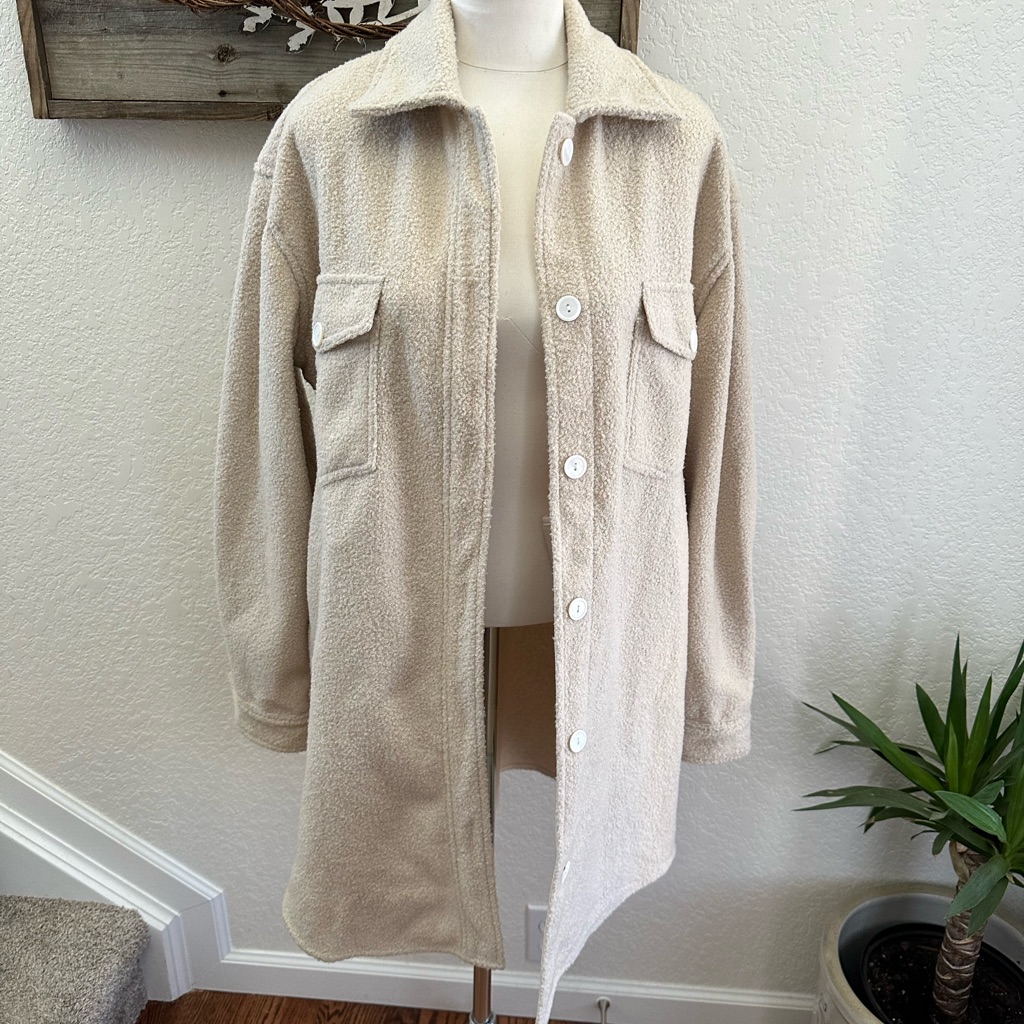 Jillian Harris X Jackson Rowe Sherpa Fuzzy Long Shacket Ladies Large